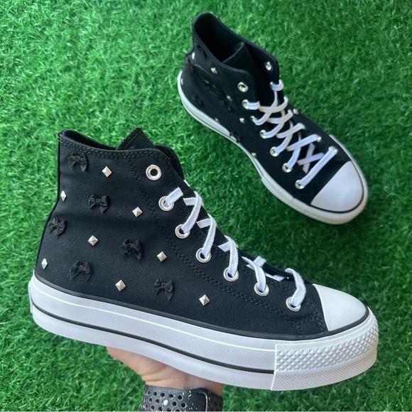 Converse Chuck Taylor All Star Lift Hi Bows And Studs - Picture 2 of 12